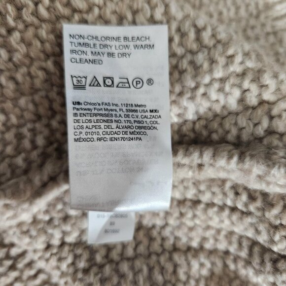 Chicos Sweater Mock Neck Fair Isle Cable Knit Large Chicos 2 Beige - Picture 5 of 12